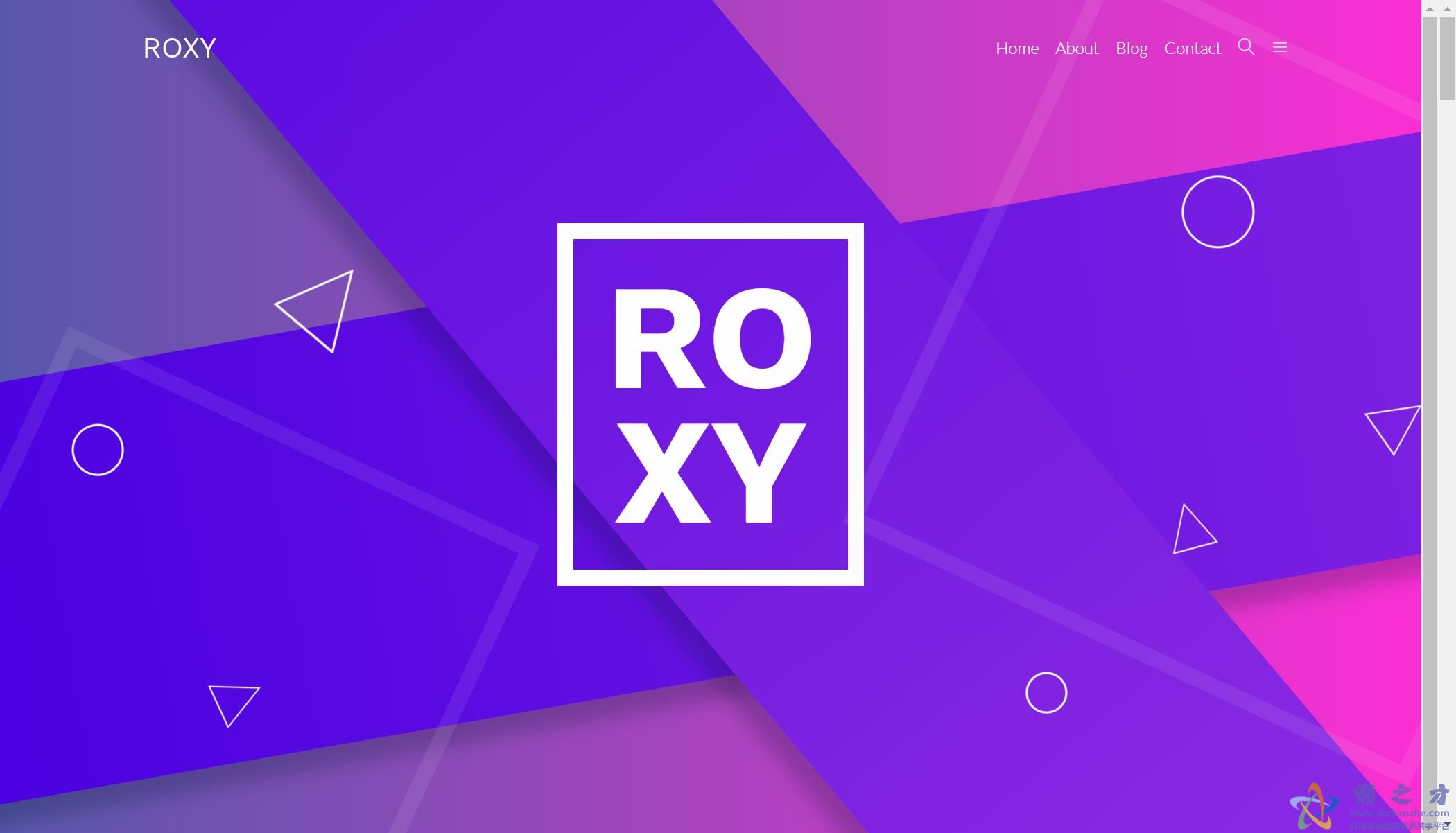 紫红色不规则图形炫彩多用途网站模板
