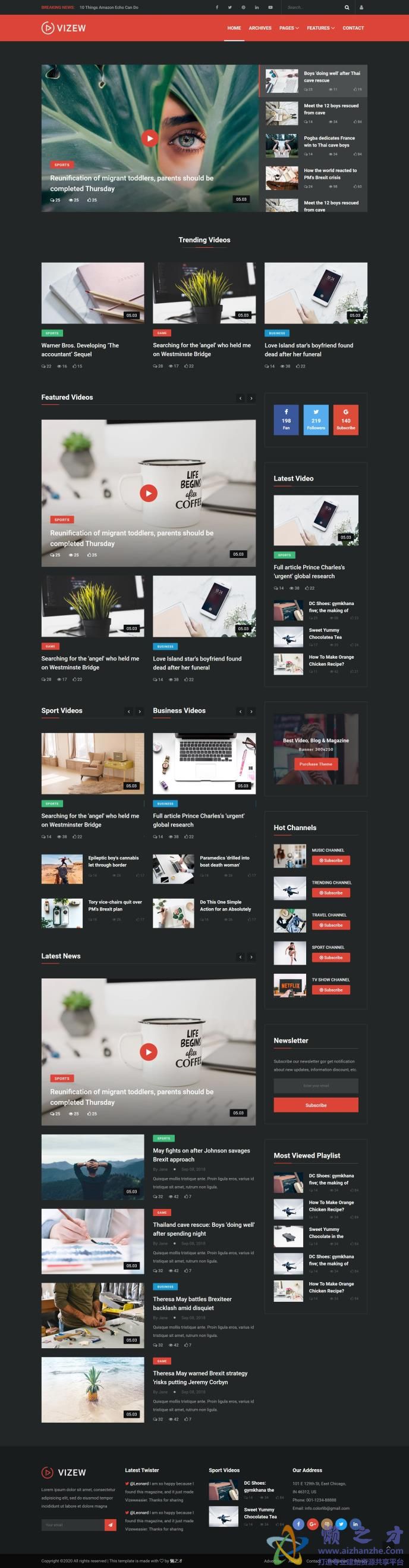 视频动态展示响应式网站模板