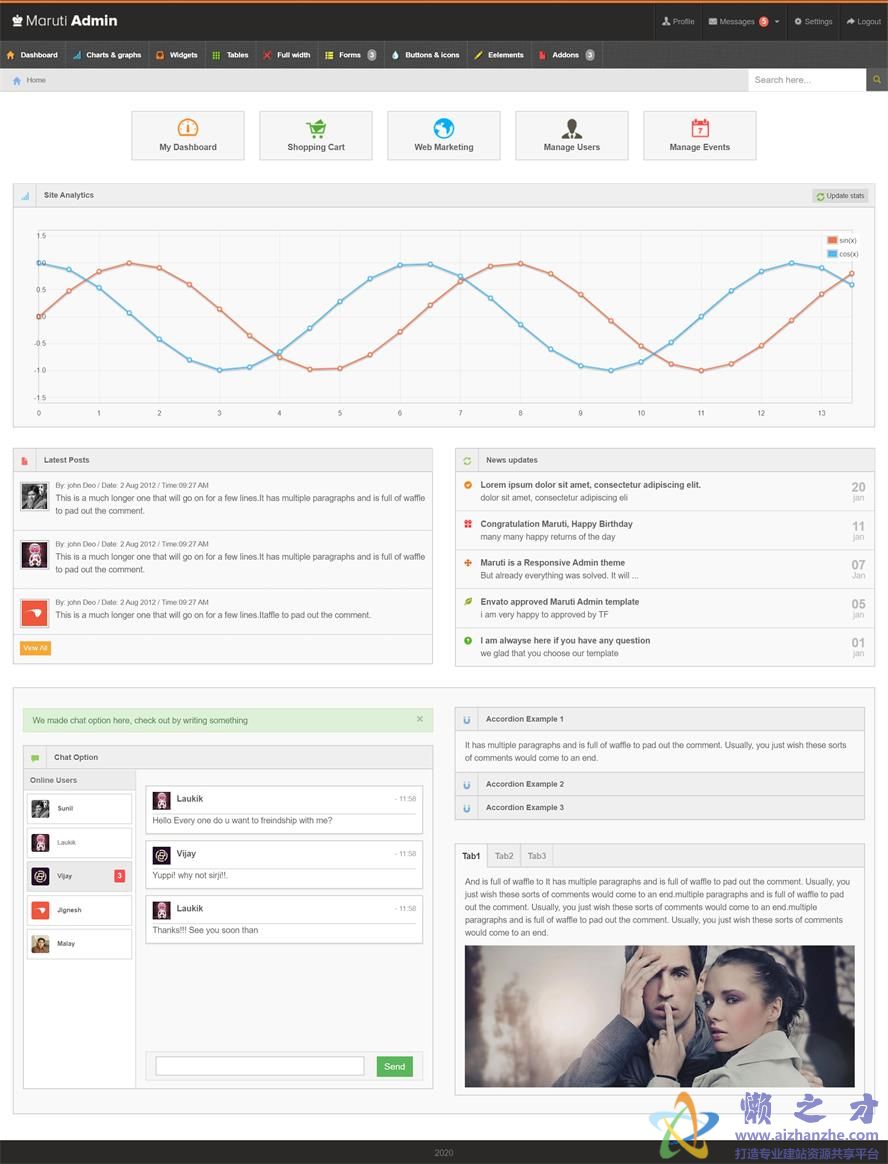 Maruti Admin网站后台管理系统界面html源码模板[861KB]