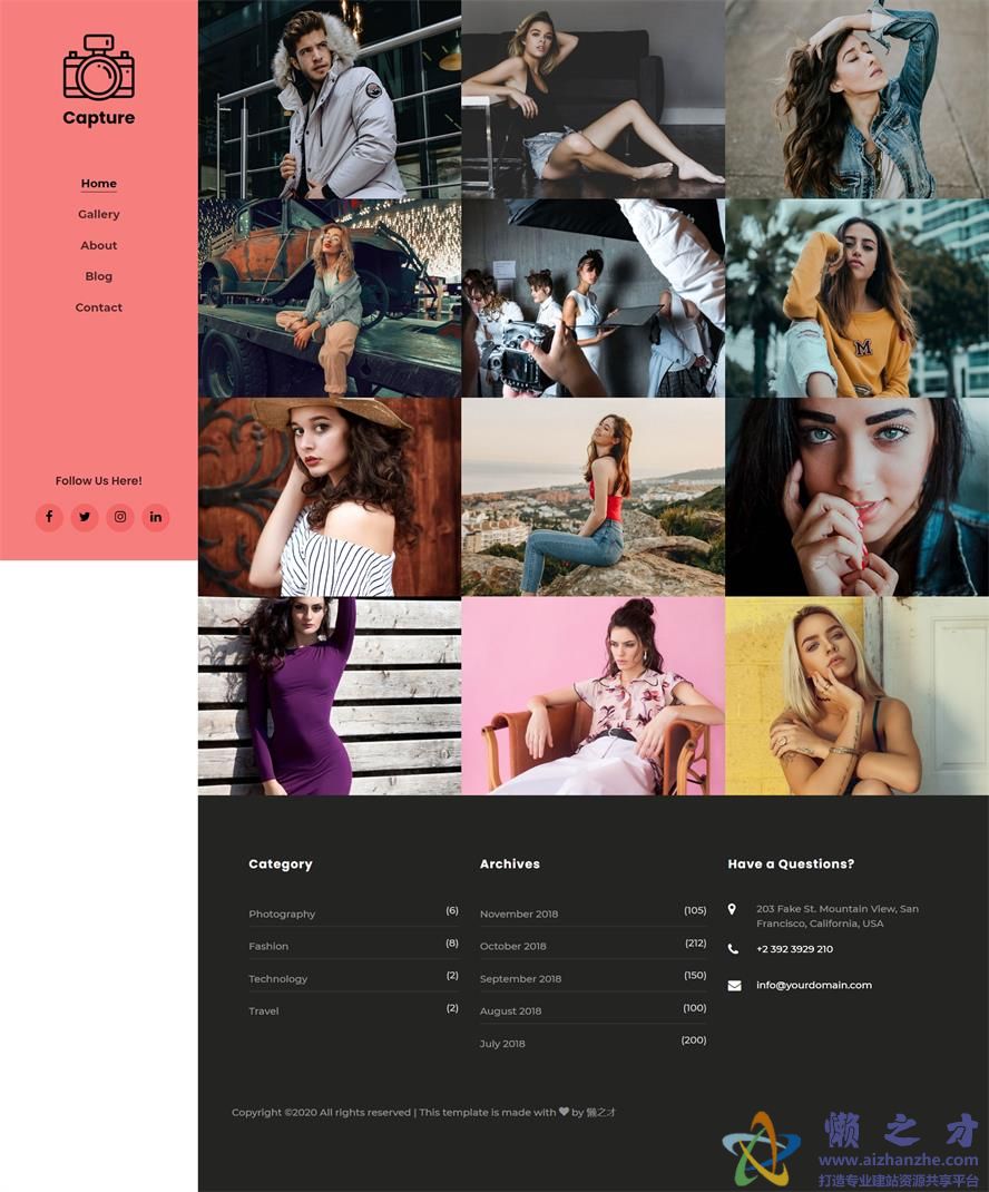 捕获影集展示响应式网页模板[3.40MB]