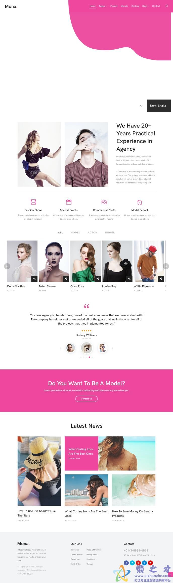 莫娜模特展示响应式网页模板[5.52MB]
