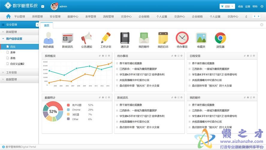 数字化企业OA管理系统网站_后台网站管理系统模板[1.13MB]