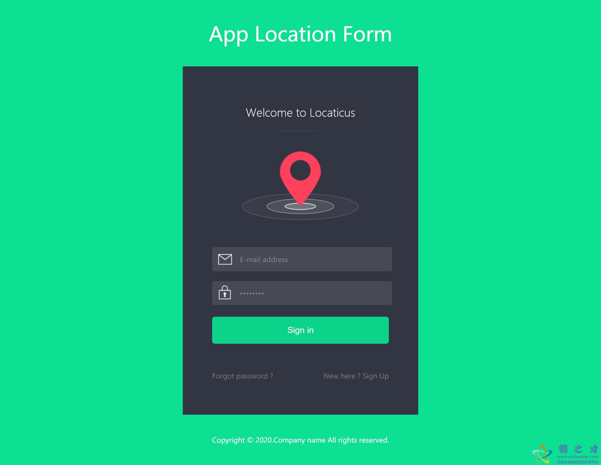 绿色大气自适应网站登录页面html源码模板[21KB]