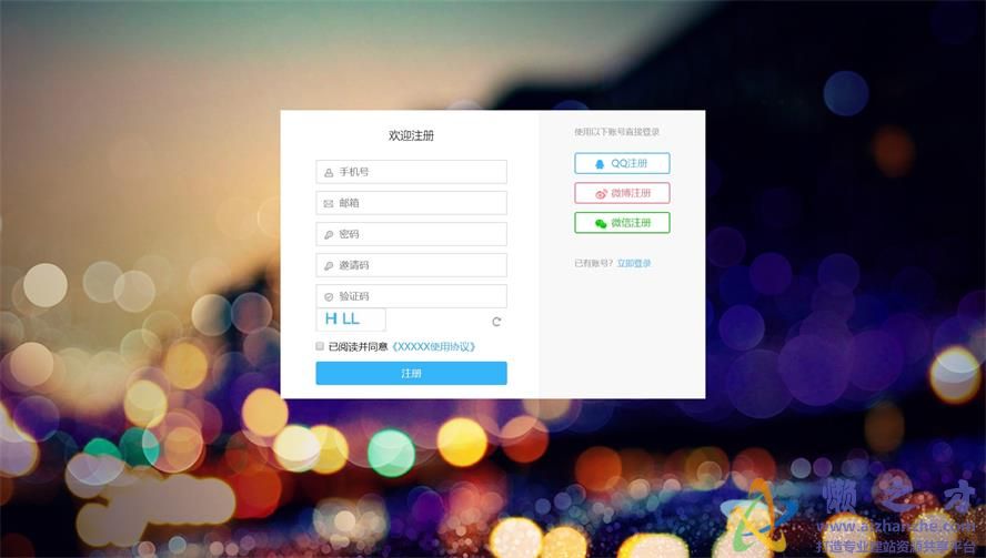 漂亮大气注册页面模板[404KB]
