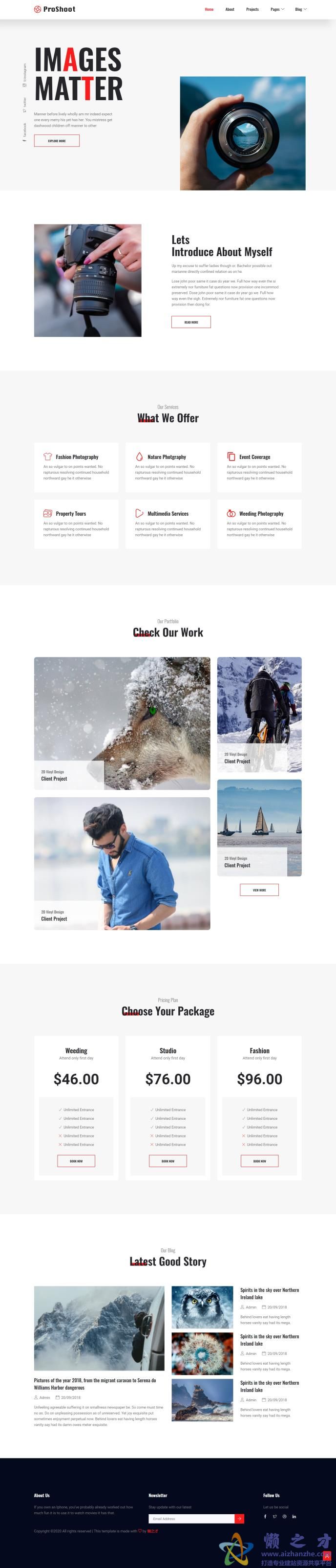 摄影服务项目展示响应式网站模板[5.85MB]