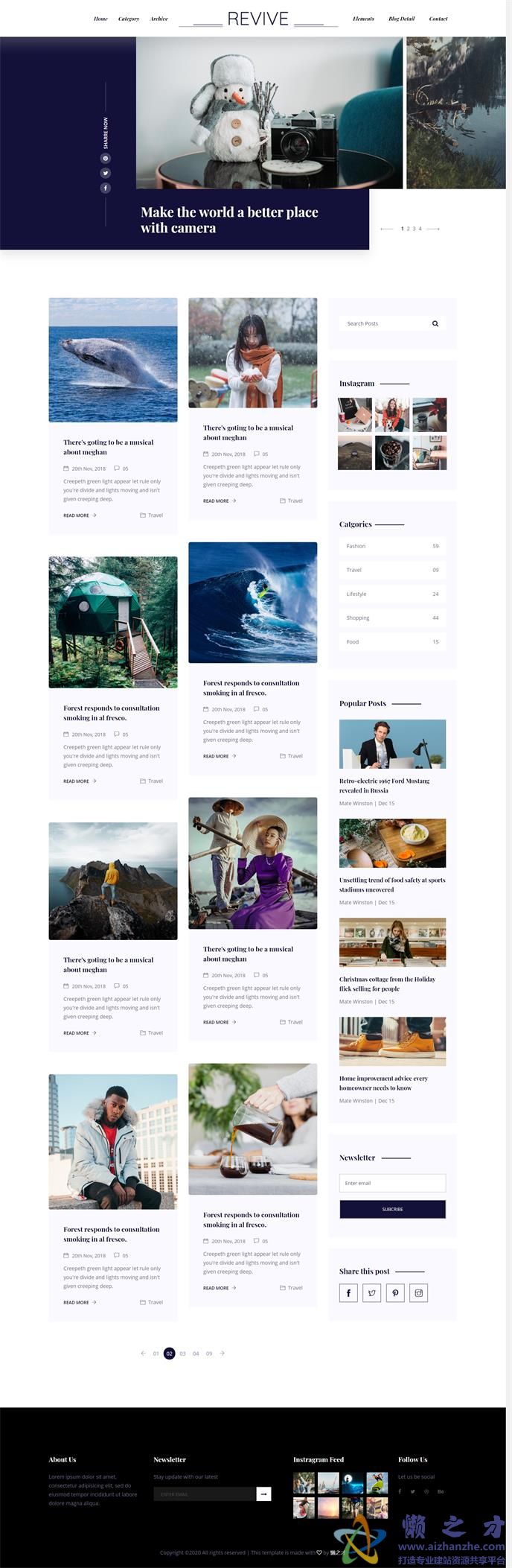 综合日志动态展示响应式网页模板[6.77MB]