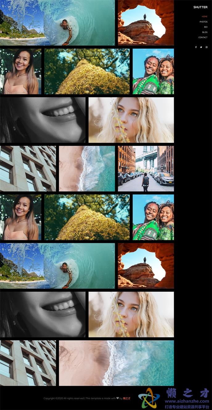 黑色图库排列响应式网页模板[5.58MB]