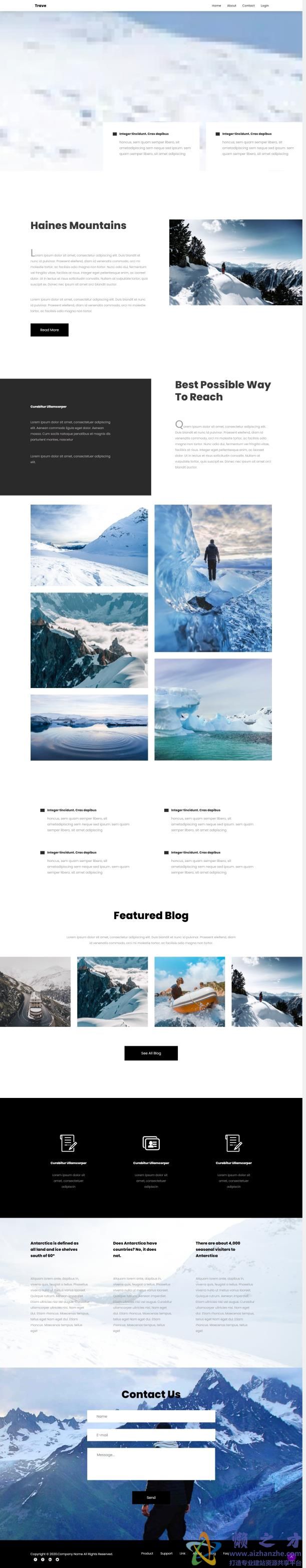 滑雪登山户外运动爱好者企业产品单页网站模板[3.45MB]