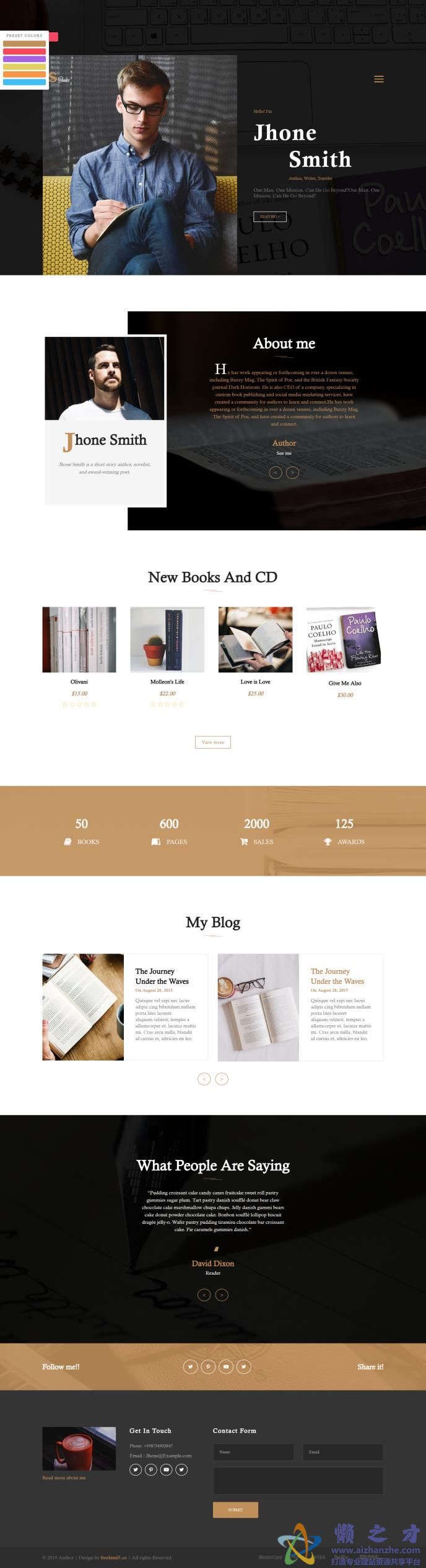 创作出版人日志响应式网页模板[958KB]