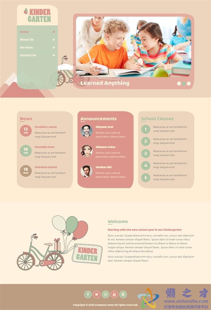 bootstrap个性可爱响应式儿童教育网站模板[6.99MB]