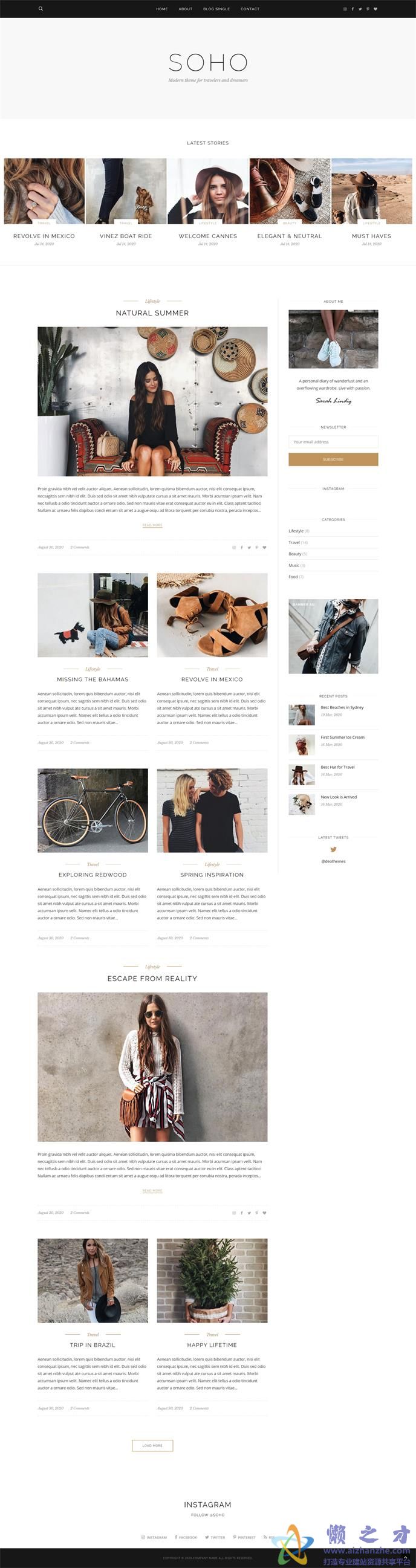 个性简实响应式Bootstrap博客网站模板[1.99MB]