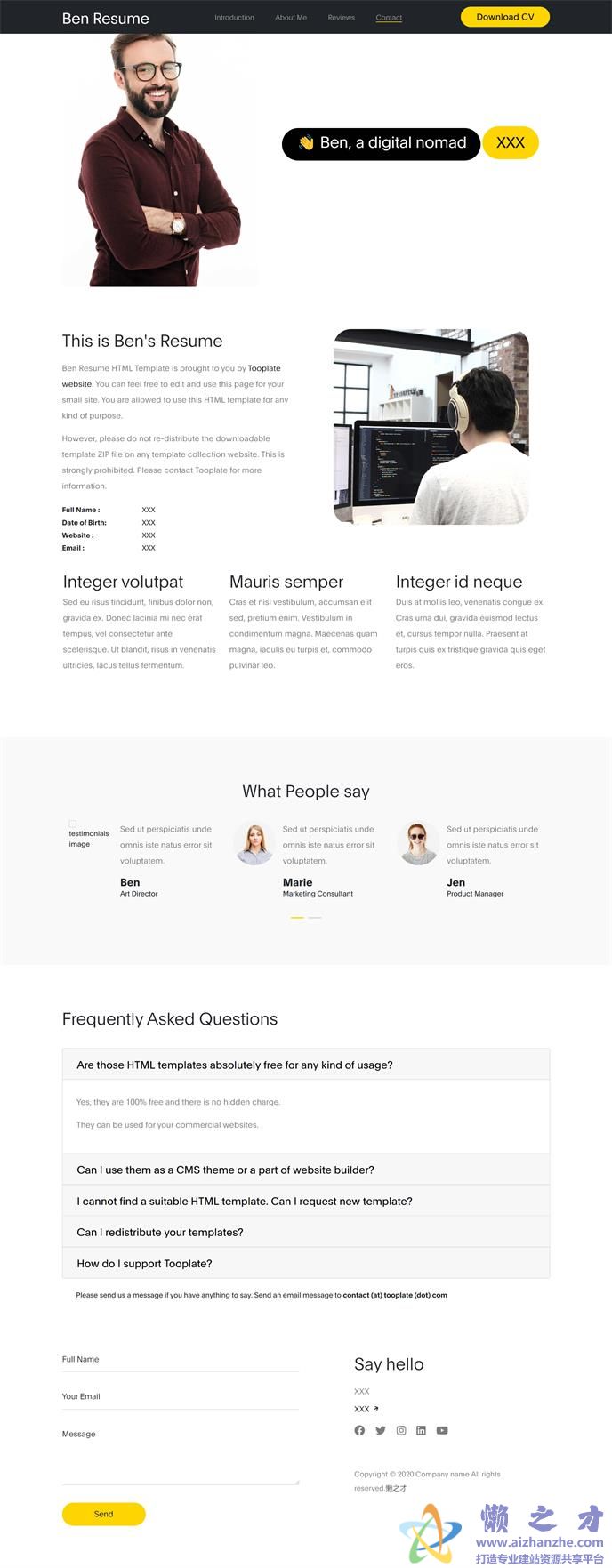 个性简洁多媒体制作个人主页网站模板[1.75MB]