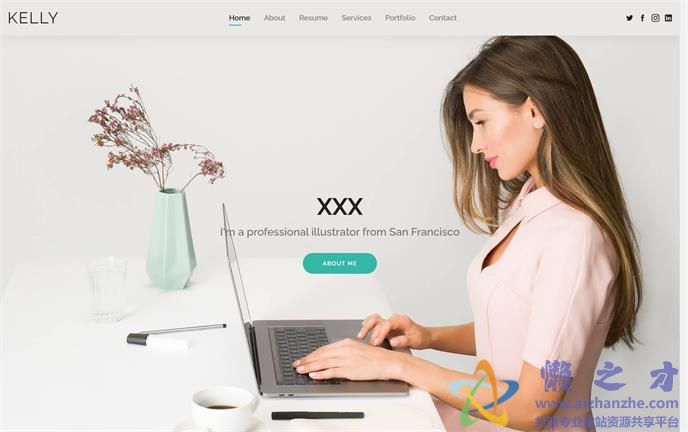 大屏高端插画家个人主页展示网站模板[3.80MB]