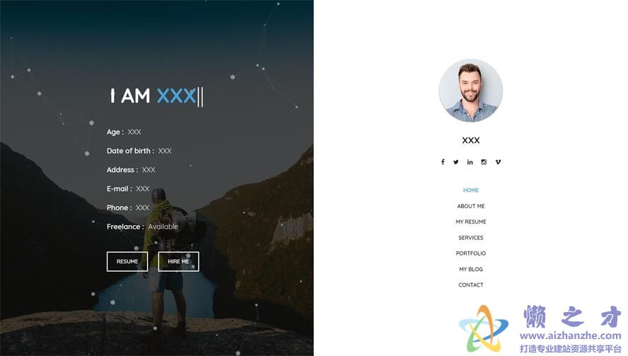 创意左右全屏切换个人主页通用网站模板[1.15MB]