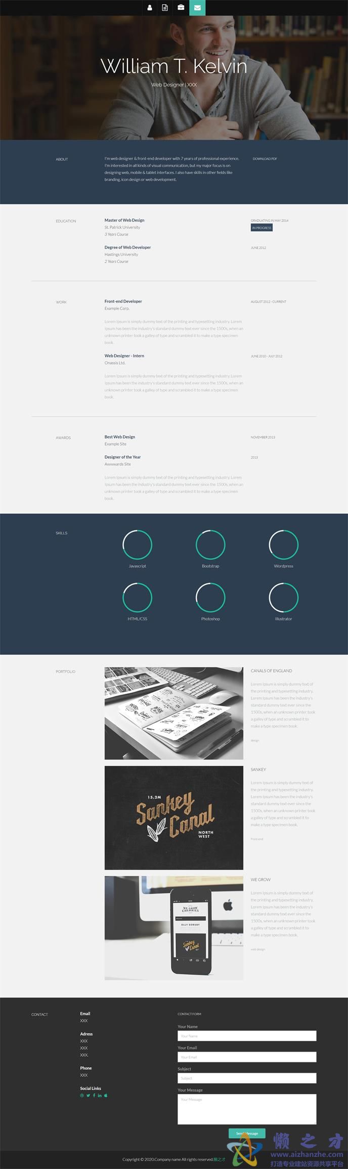 黑色宽屏精品UI设计师个人简历网站模板[1.61MB]