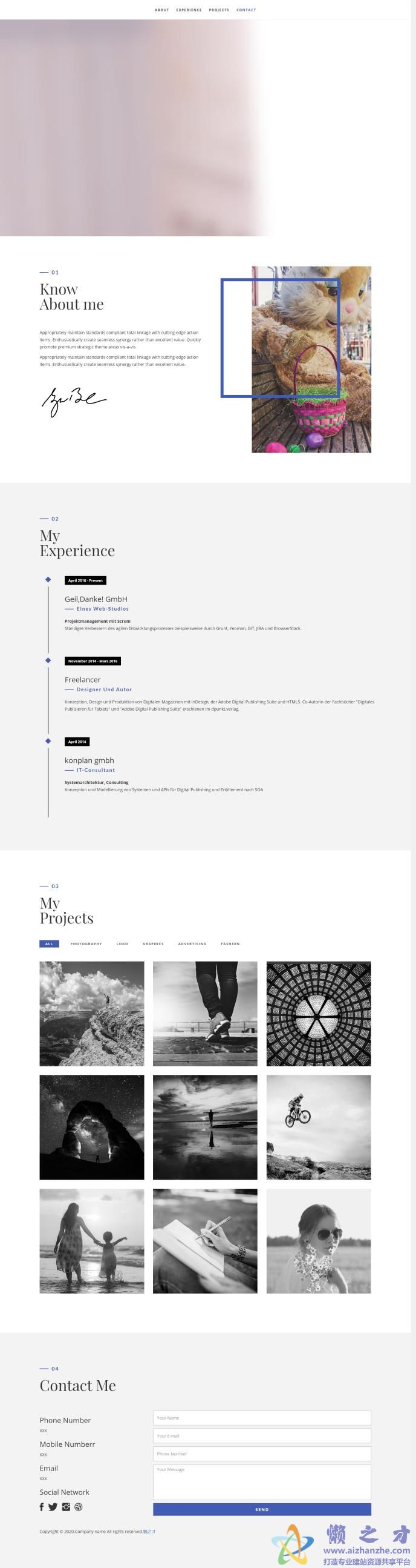 宽屏精美个人求职简历设计网站模板[2.69MB]