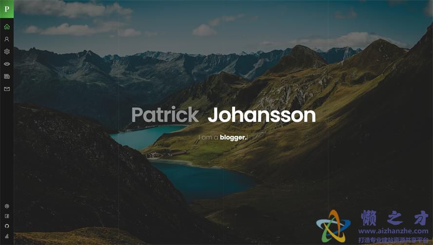 黑色创意侧边栏全屏个人简历网站模板[3.04MB]