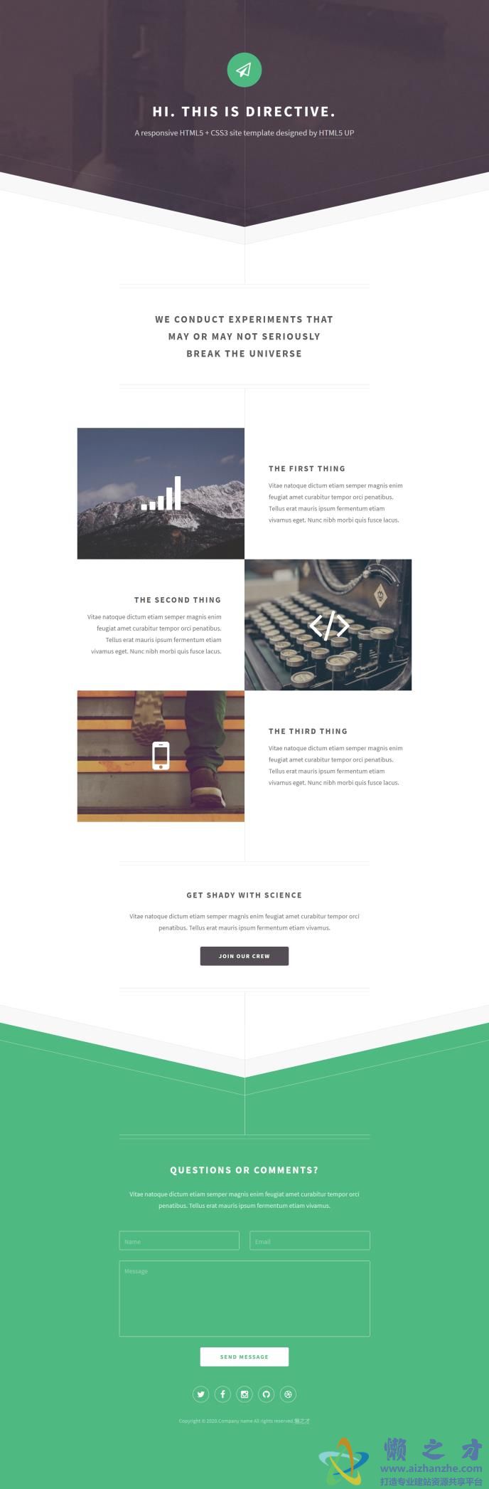 斜线个性css3个人主页web简历网站模板[881KB]