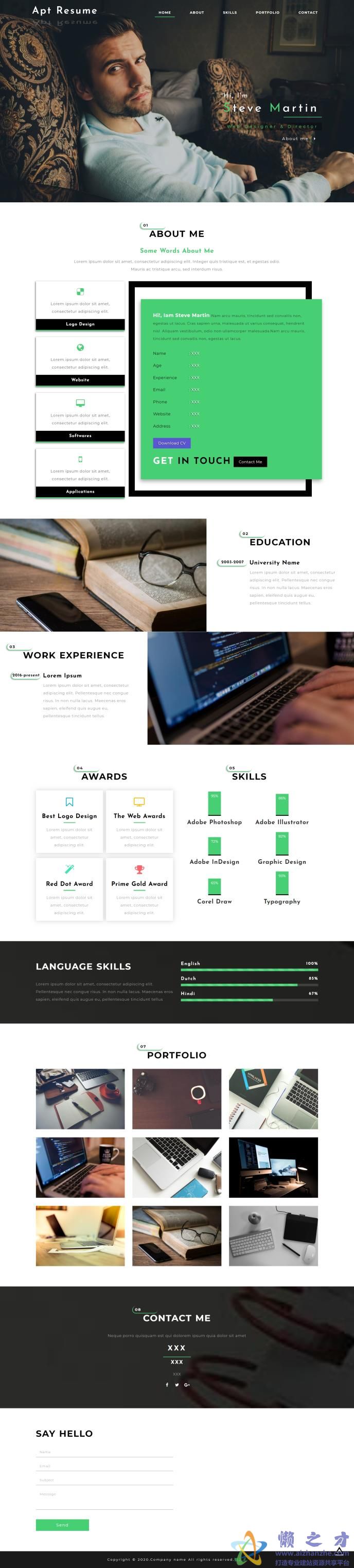 大气宽屏程序员个人主页网站模板[1.54MB]