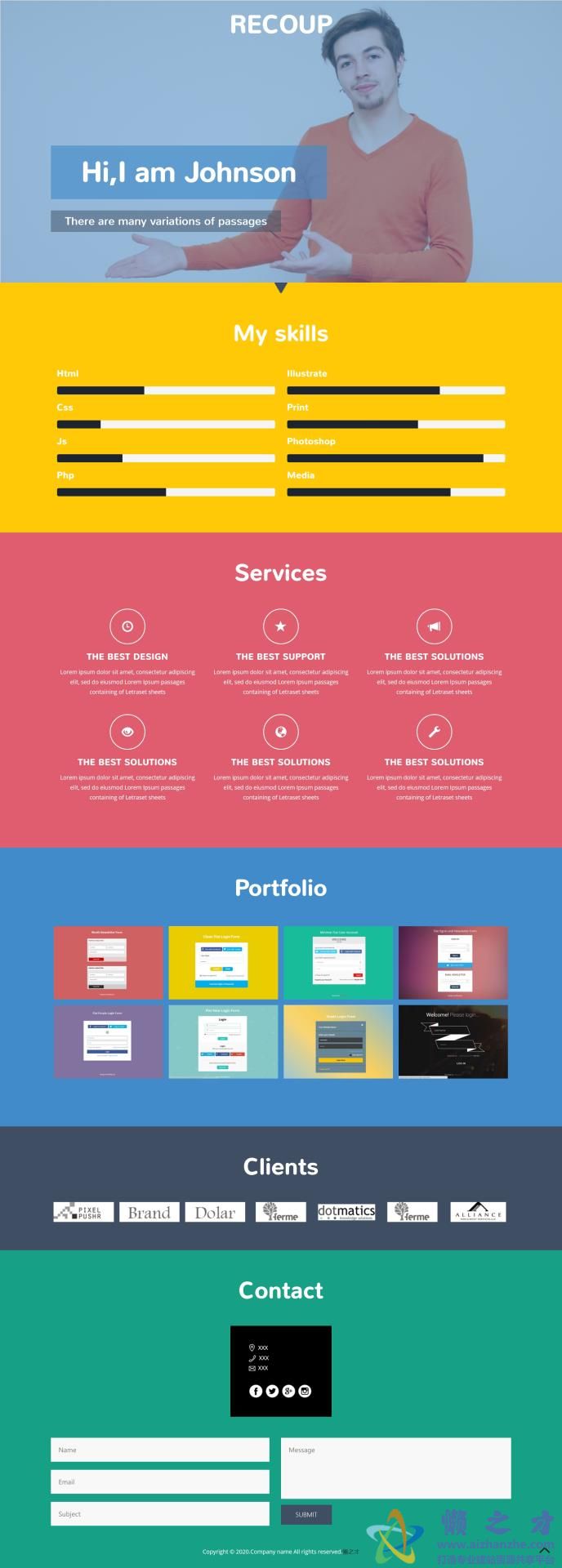 视差设计行业设计师个人介绍网站模板[719KB]