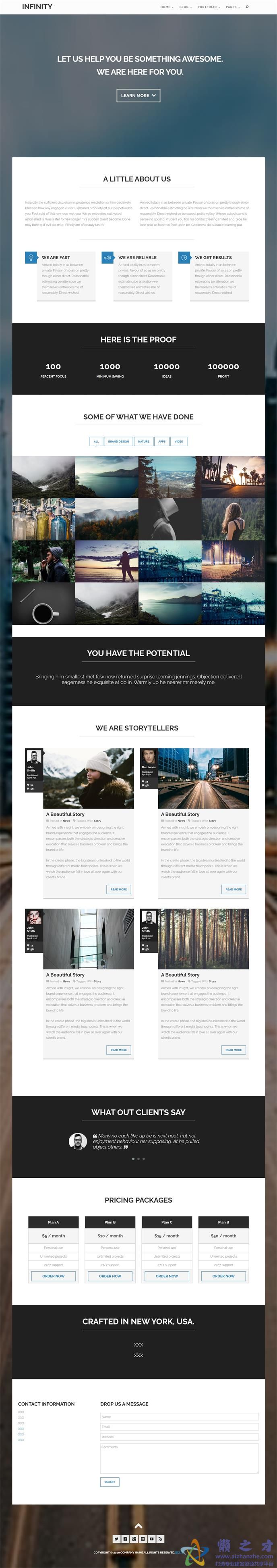 宽屏精品个人摄影爱好者自媒体博客网站模板[3.68MB]