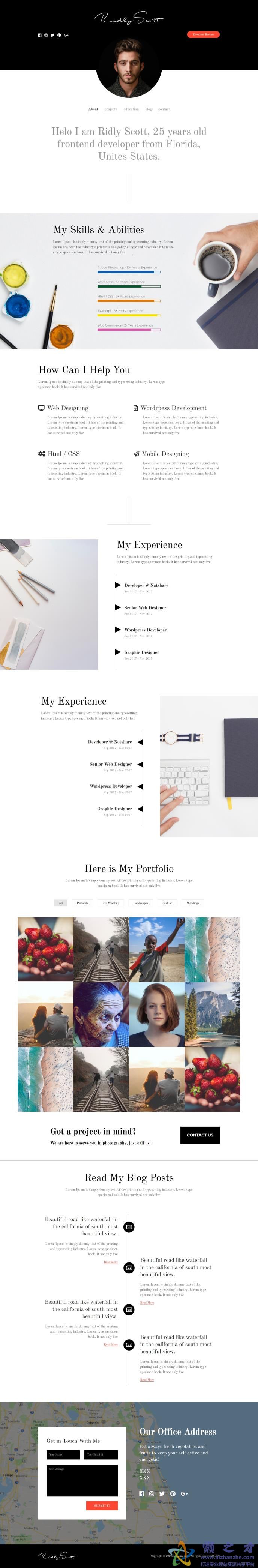 高端UI设计师作品展示个人博客网站模板[9.17MB]