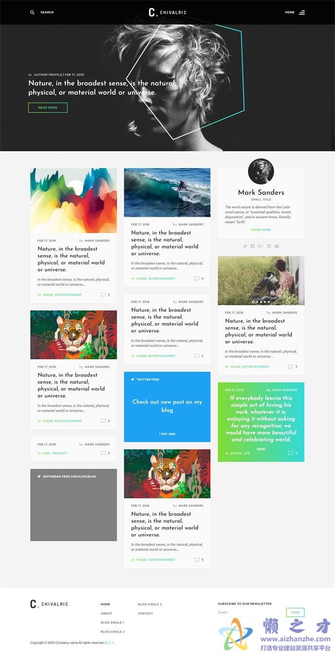 黑色个性日志帖子个人博客网站模板[2.17MB]
