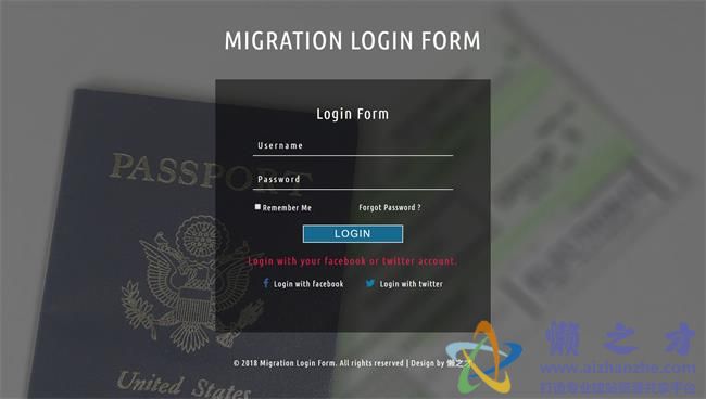 移民登录表单网页模板[527KB]