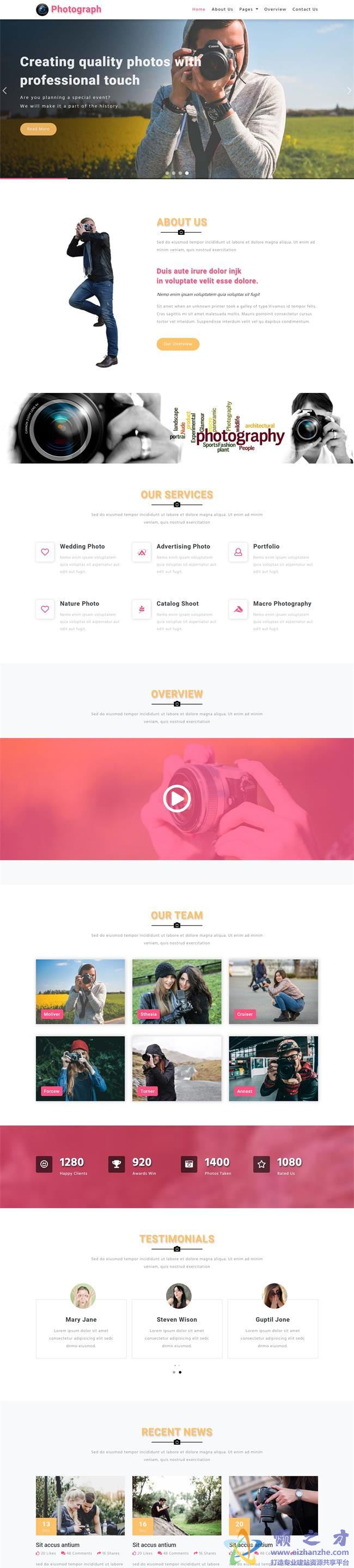 摄影服务展示响应式网页模板[2.67MB]