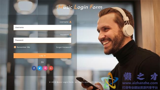 音乐播放登录表单网页模板[1.37MB]