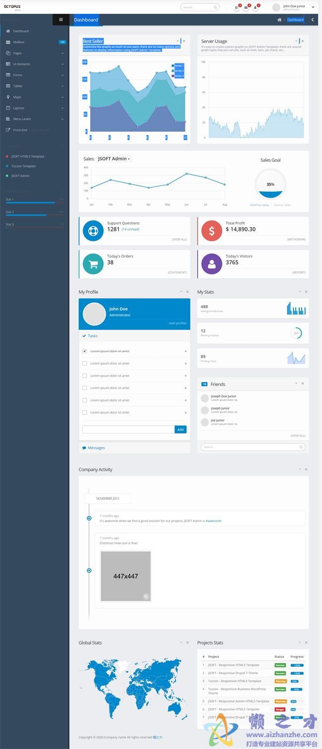 双栏admin后台框架管理系统后台HTML网页模板[8.48MB]]
