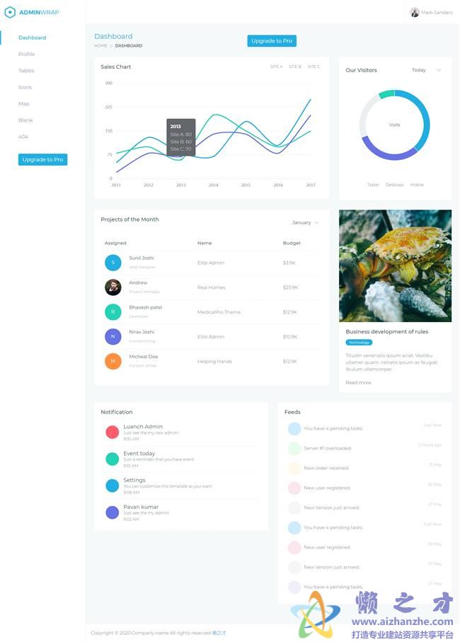 清爽简洁Admin网站后台管理系统HTML网页模板[2.14MB]