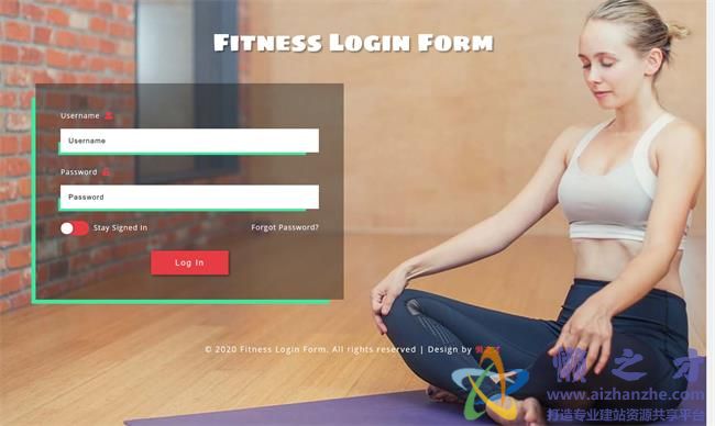 健身会员登录表单HTML网页模板[895KB]