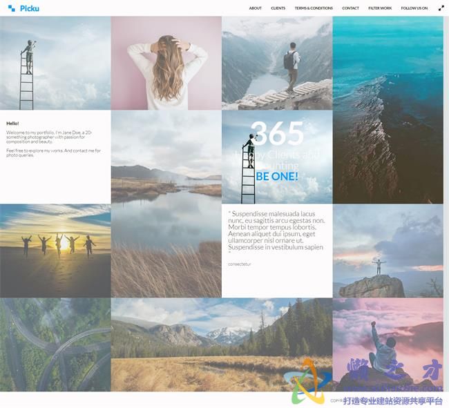整齐排版唯美小清新旅行相册图库HTML网页模板[1.52MB]