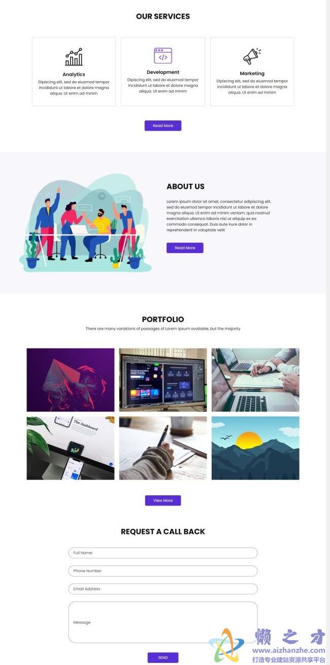 紫色网页软件制作公司HTML5网页模板[908KB]