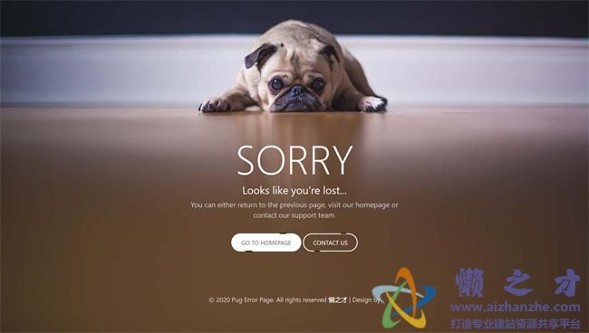 简约可爱sorry404错误页面小狗模板HTML5网页模板[26KB]