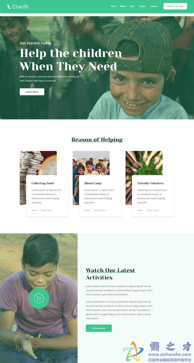 贫困儿童援助响应式HTML网页模板[17.88MB]