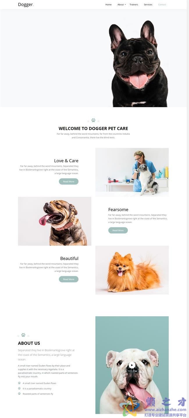 宠物服务项目响应式HTML网页模板[4.66MB]
