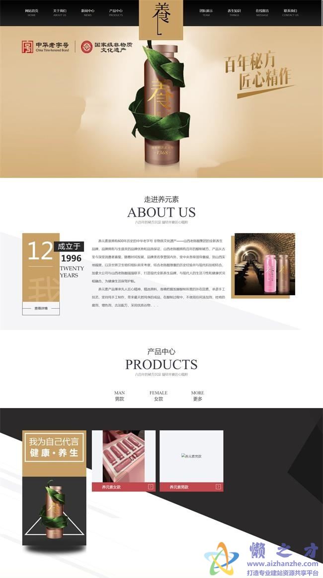 黑色大气健康养生类企业HTML网页模板[3.98MB]