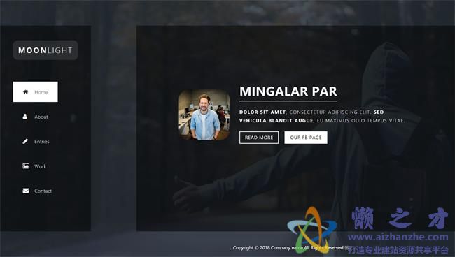 黑色酷炫简单个人单页面HTML5网页模板[2.44MB]