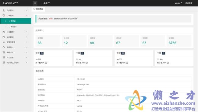 绿色主题轻量级前端后台框架HTML网页模板[971KB]