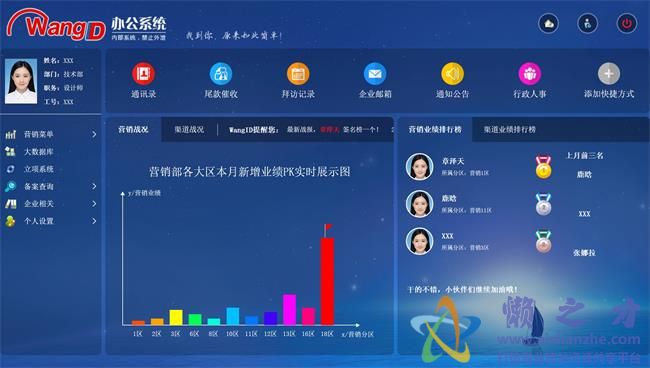 蓝色大气通用企业OA办公系统HTML网页模板[3.85MB]