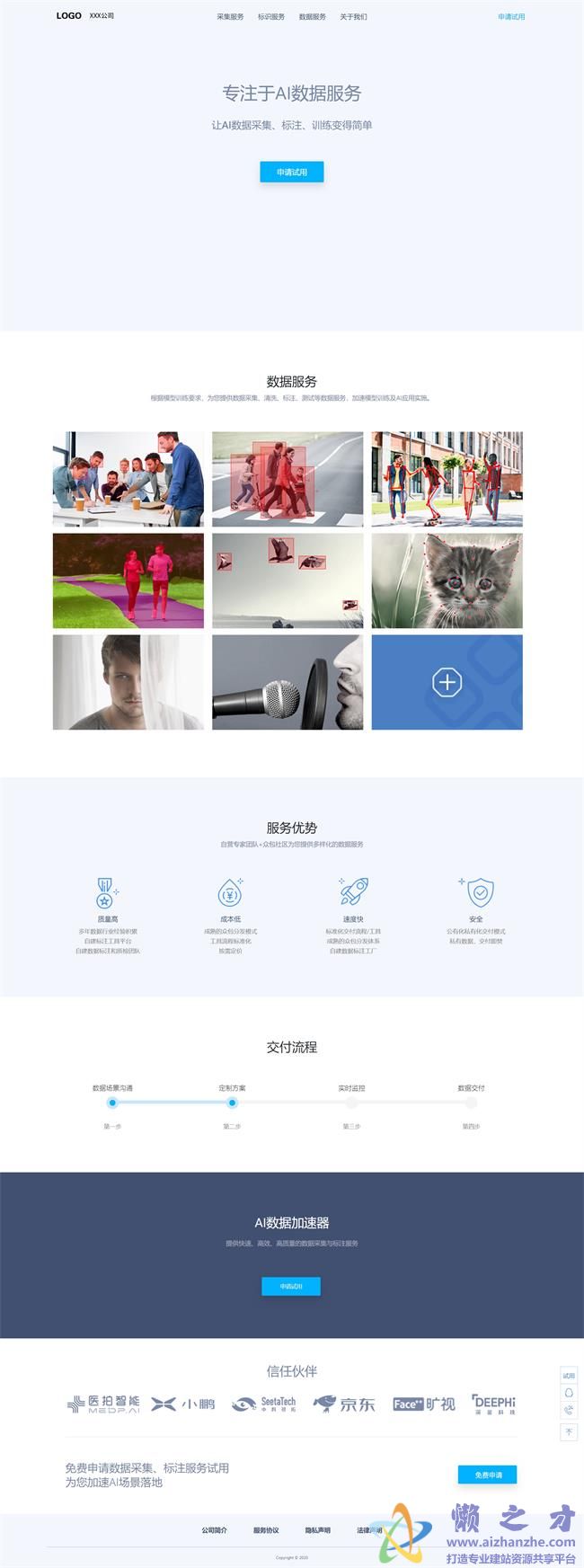 白色极简仿腾讯AI数据html5网页模板[1.89MB]