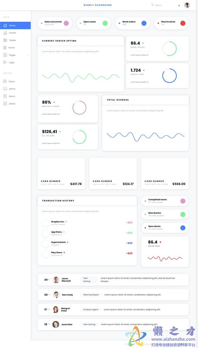 白色简约后台统计公司企业html5网页模板[1.33MB]