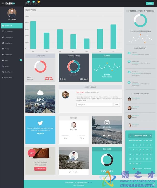 简洁通用后台自适应通用后台html5网页模板[3.58MB]