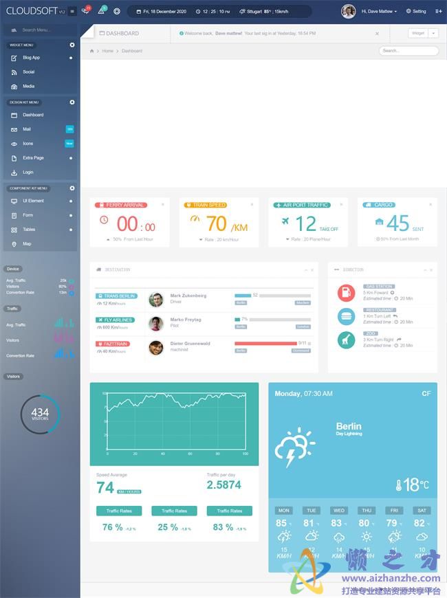 蓝色Win8风格大型后台管理系统HTML网页模板[3.65MB]