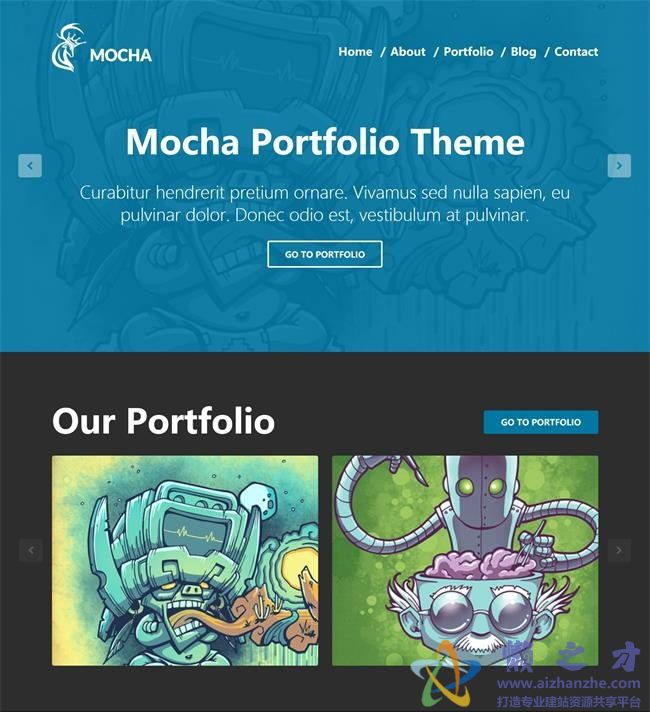 Mocha国外bootstrap响应式蓝色企业HTML网页模板[10.16MB]