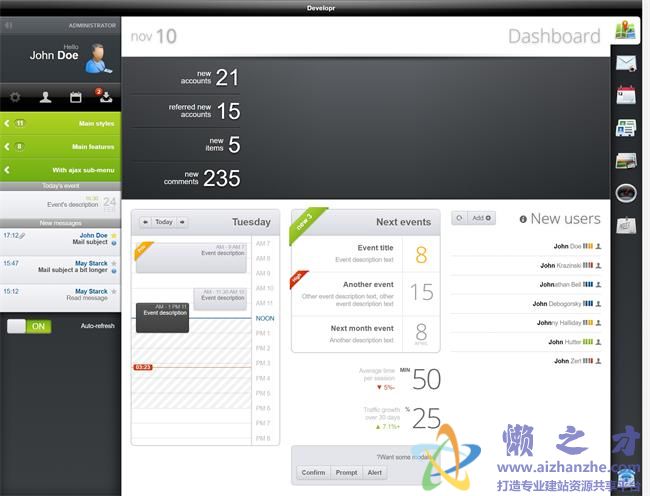 黑色企业管理通用后台HTML网页模板[5.65MB]