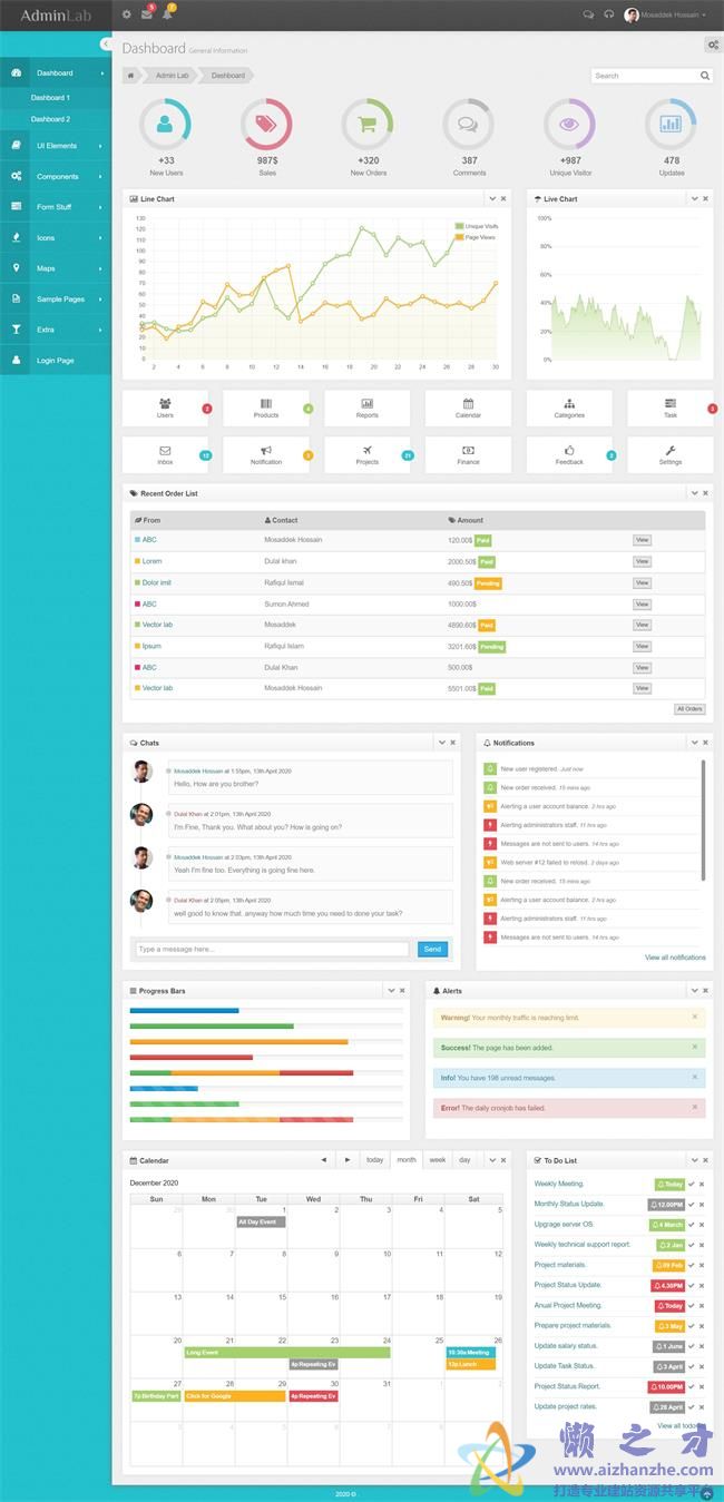 大气漂亮企业通用后台HTML网页模板[10.02MB]