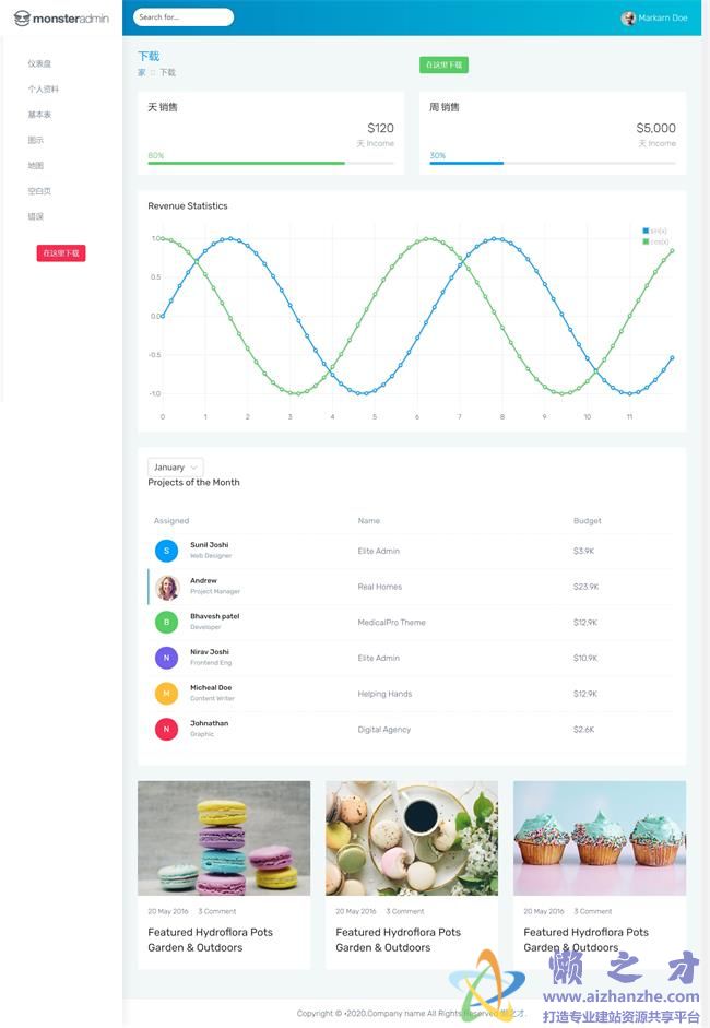 渐变蓝企业后台通用HTML网页模板[1.80MB]